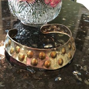 Cuff choker necklace silver and gold